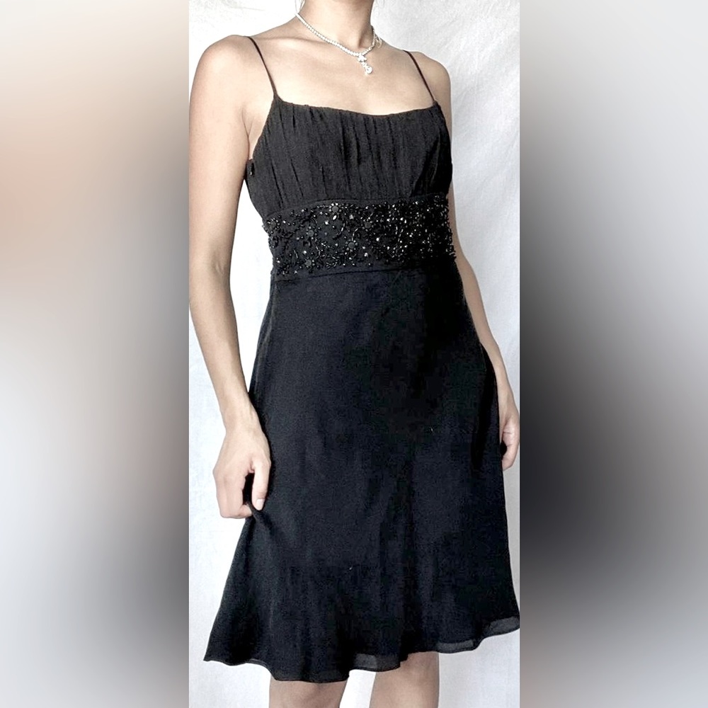 Ann Taylor Smocked Beaded Silk Dress